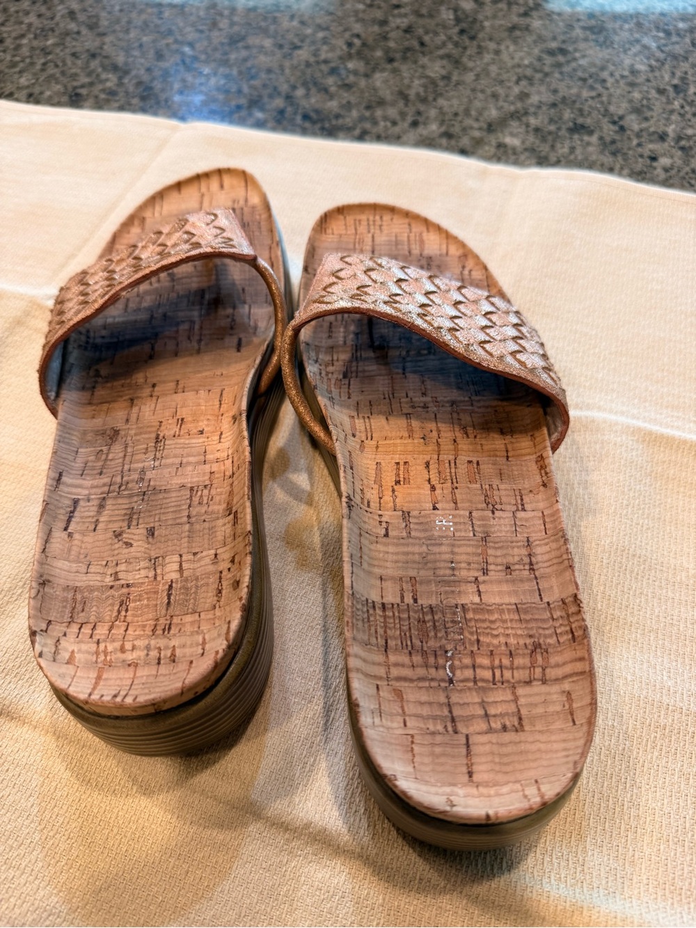 Donald J. Pliner Bronze Woven Slide Sandals